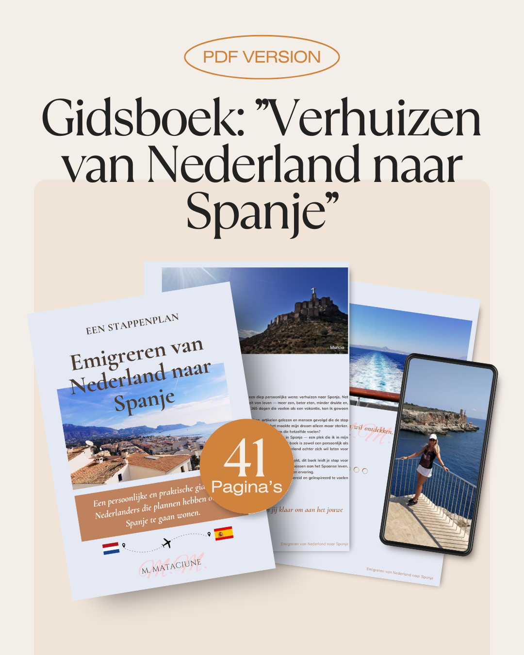 E-book Verhuizen van Nederland naar Spanje, Gidsboek, PDF version, Digital downloaden, reizen checklijst