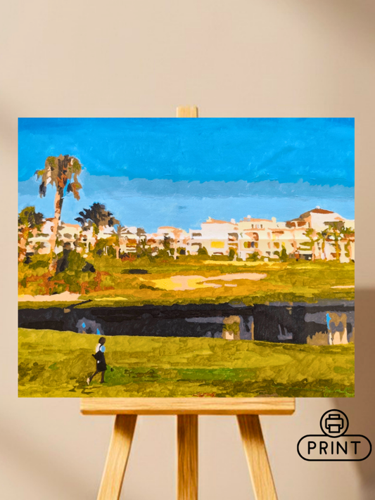 La Torre Golf Resort Painting / Mediterranean Landscape Canvas Print / Spanish Summer Wall Art / Golf Course Decor / Digital download