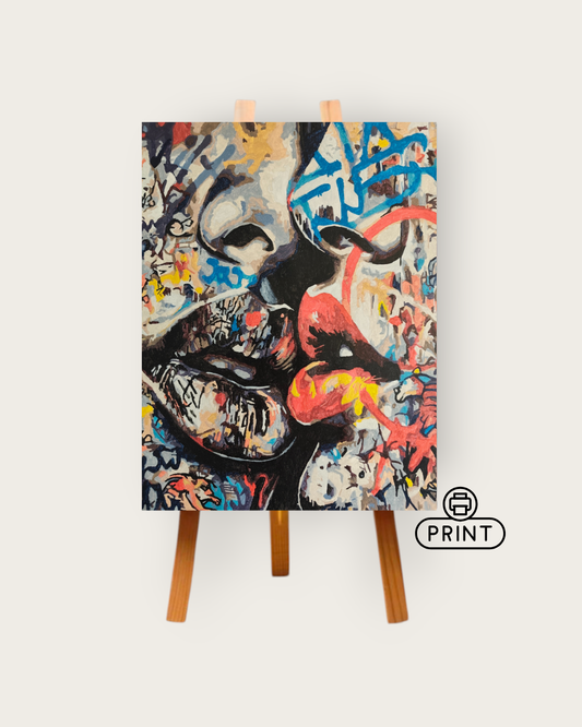Abstract Graffiti Face – Modern Digital Art Print (Digital print)
