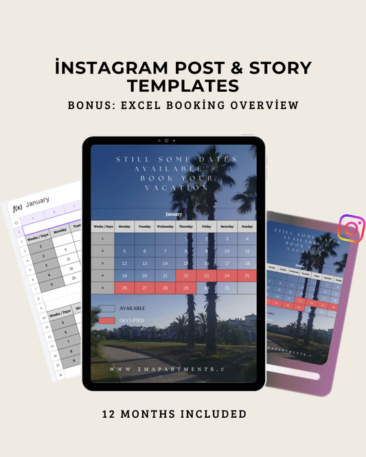 Apartment & Service Booking Calendar Templates (Canva + Excel)