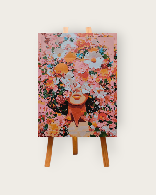Floral Woman Abstract Painting / Acrylic on Canvas / 40x60 cm Original Artwork / Hand-Painted Wall Art Unframed