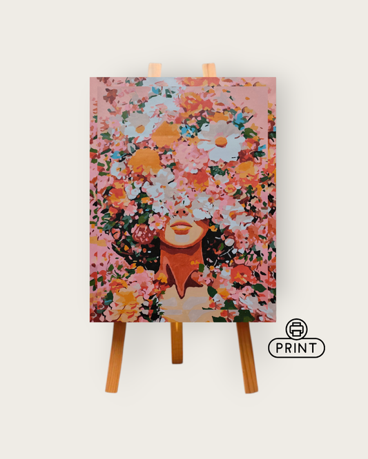 Floral Woman | Abstract Acrylic Painting (Digital Print)