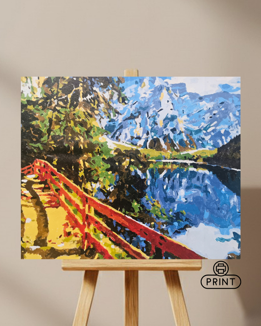 Mountain View Acrylic Painting (Digital print)