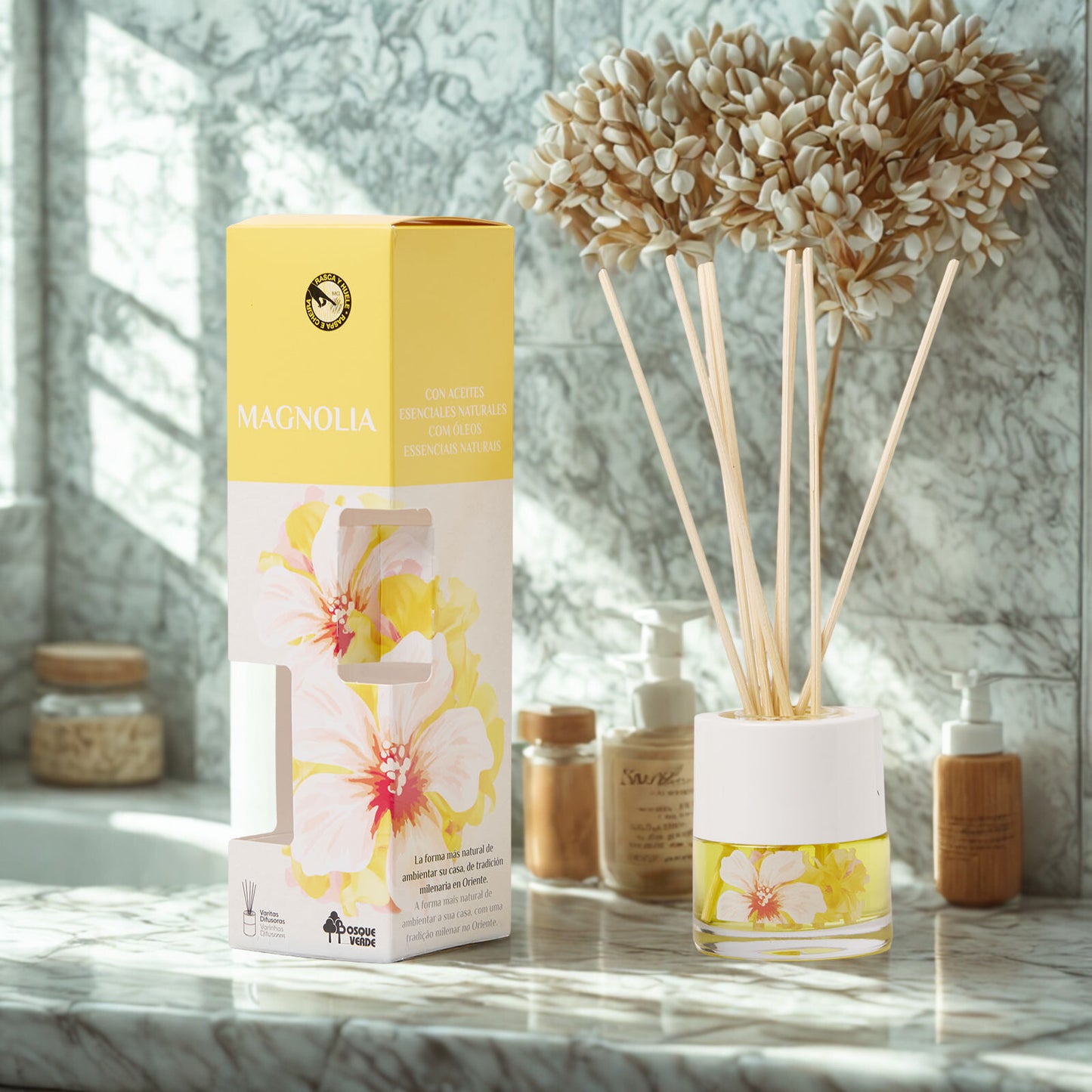 Magnolia Reed Diffuser,  Floral Home Fragrance, Long-lasting Spain scent, Cozy home style