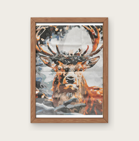 Winter Serenity – Deer Painting by Numbers, Acrylic Painting on Canvas (40x60 cm)