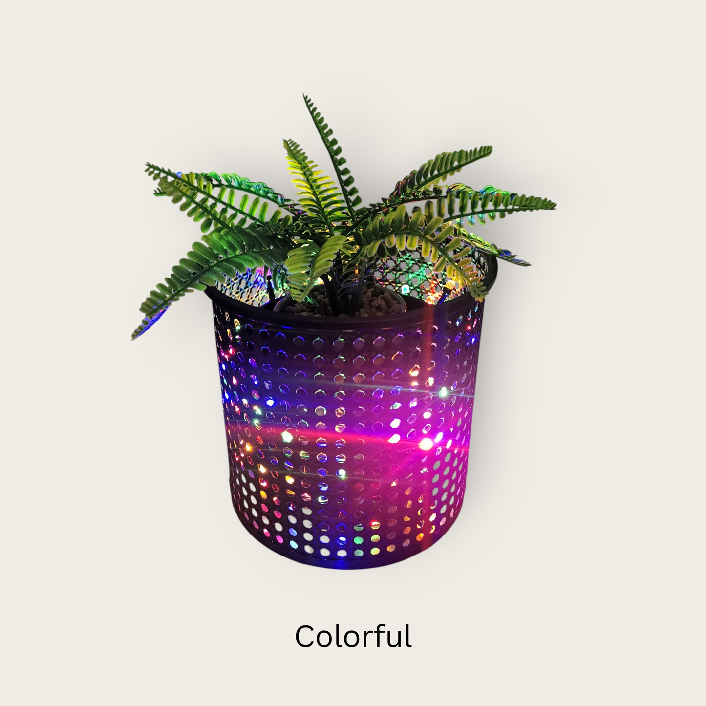 Shining Metal Flower Pot – Modern Decorative Planter with LED Glow Charge Batteries
