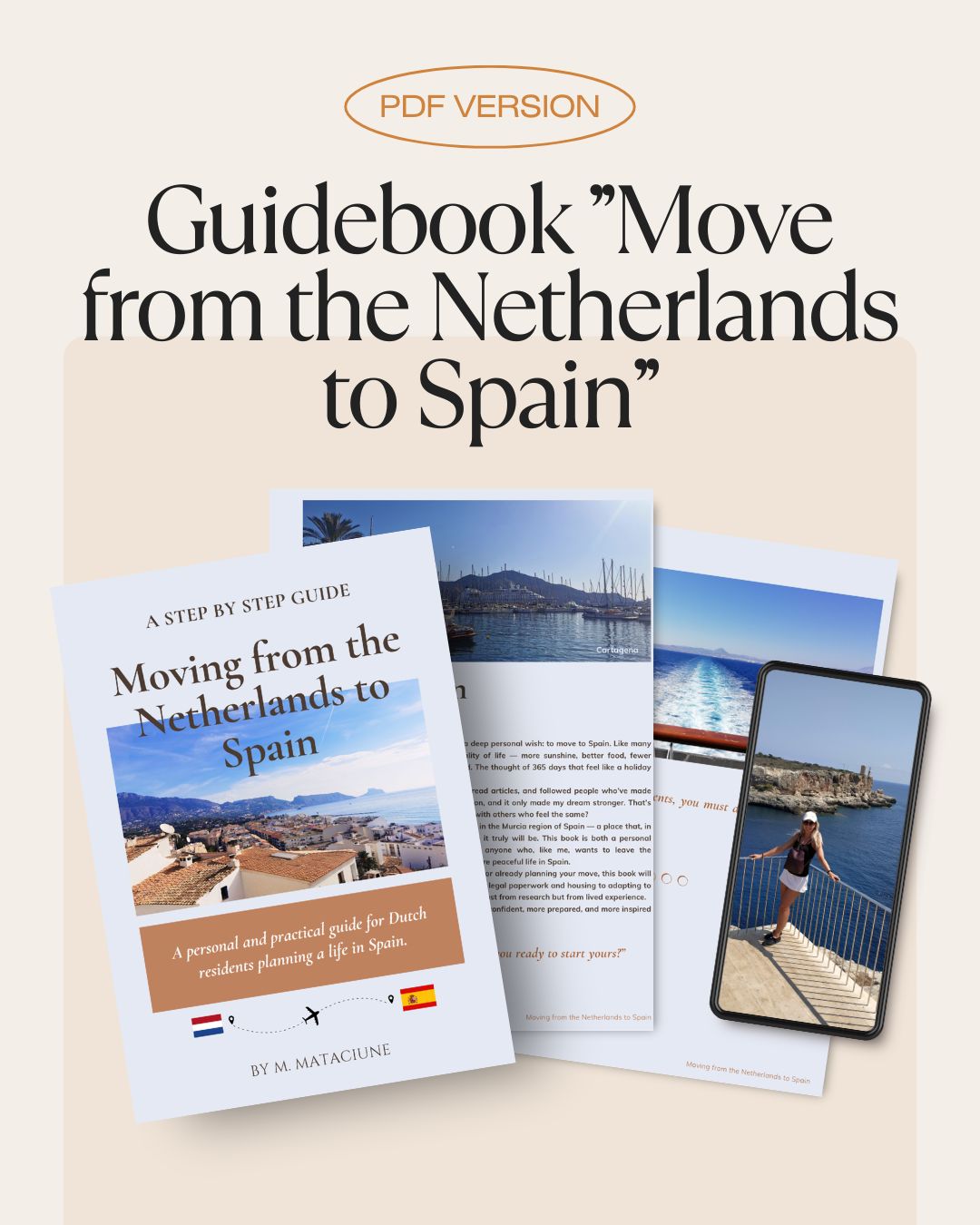 E-book Moving from the Netherlands to Spain, Guidebook, Travelling checklist, PDF download, Digital book