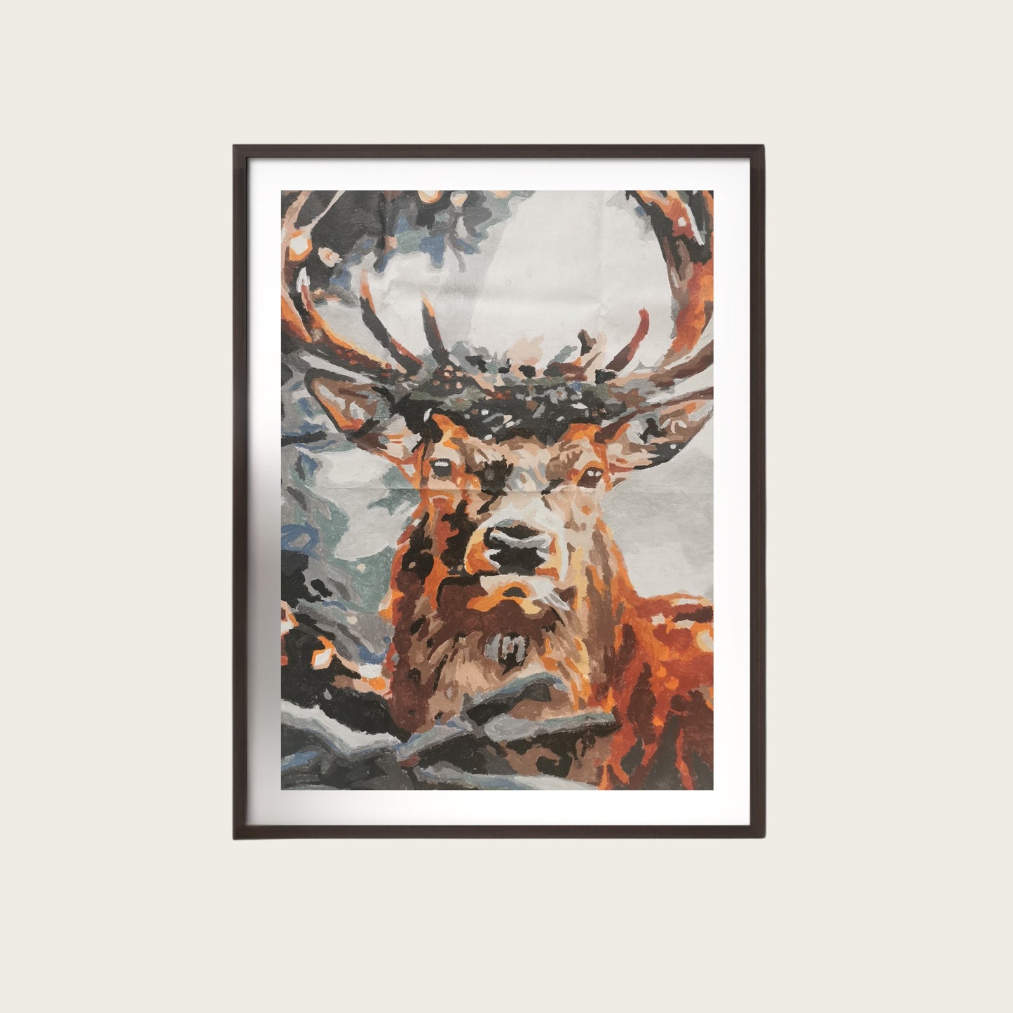 Winter Serenity – Deer, Acrylic Painting on Canvas (40x60 cm)