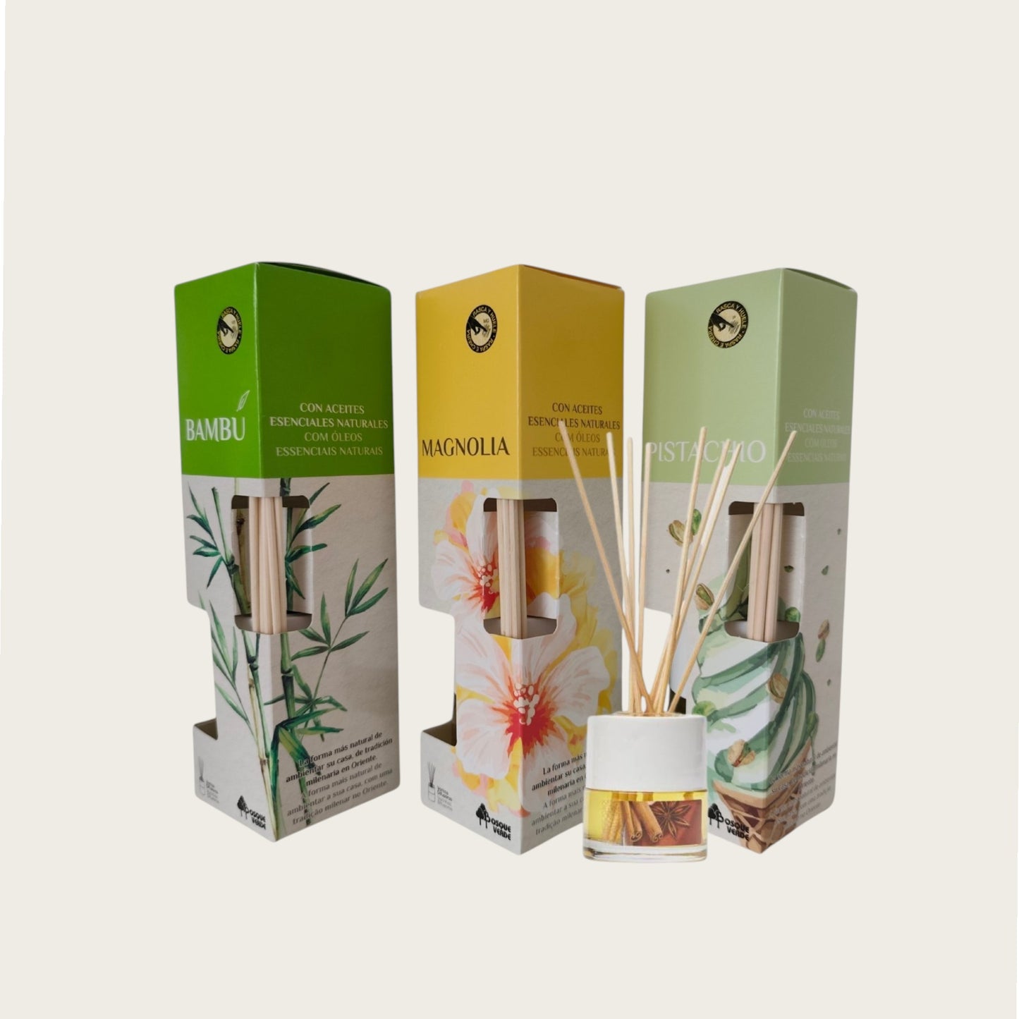 Bamboo, Pistachio, Magnolia / Home Spanish Perfume set / 3 Reed Diffusers