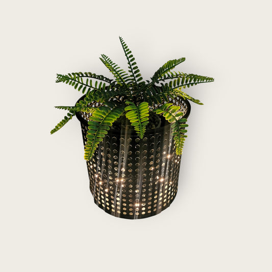 Luminous Metal Flower Pot – Plug-in Decorative LED Planter