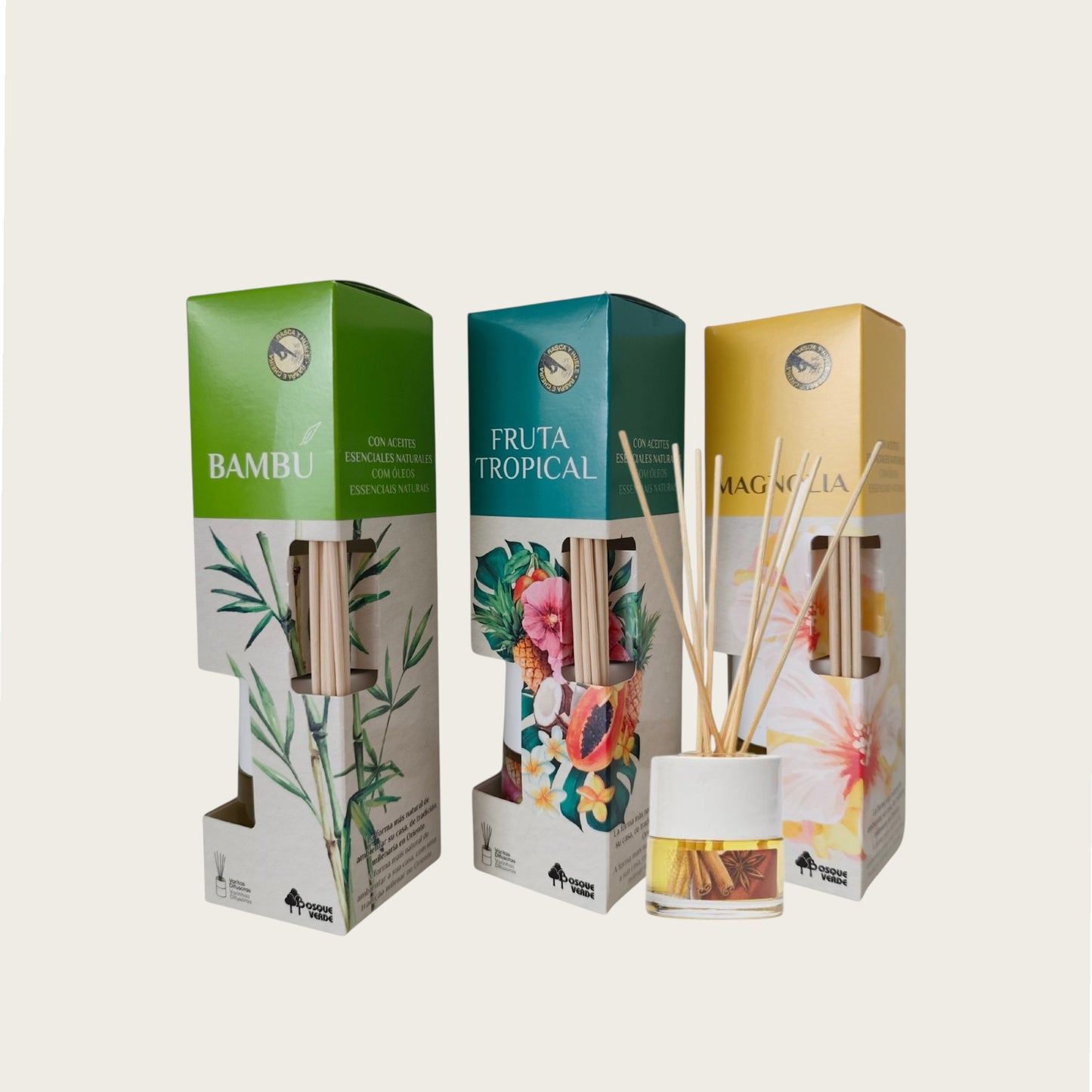 Bamboo, Magnolia, Tropical fruits / Home Spanish Perfumes set / 3 Reed diffusers