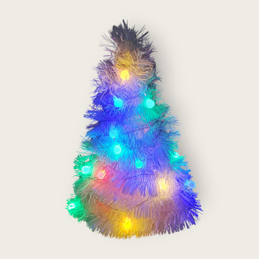 White Mini Christmas Tree with LED lights - Battery Operated, Elegant Holiday Decoration