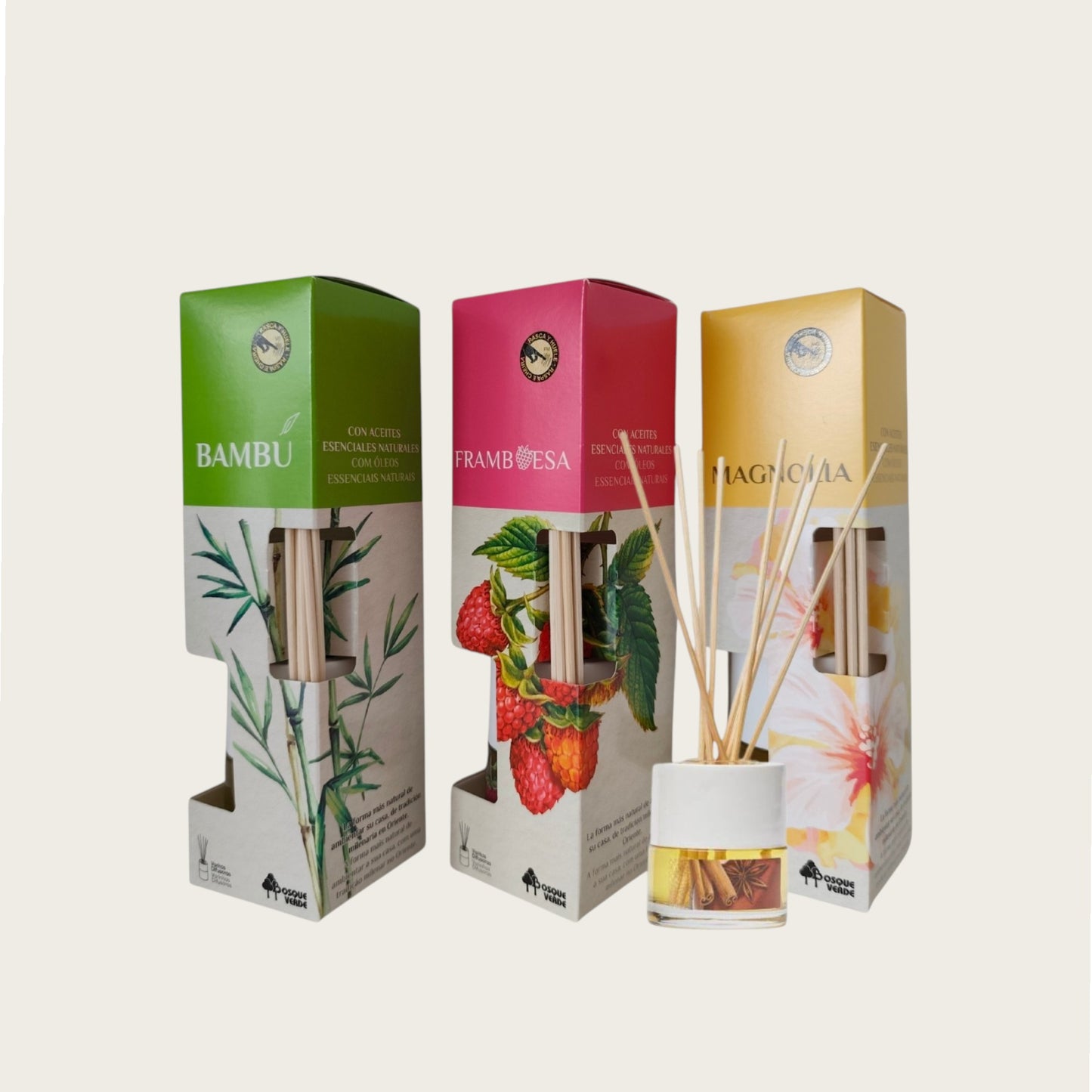 Magnolia, Raspberry, Bamboo / Home Spanish Perfume set / 3 Reed Diffusers