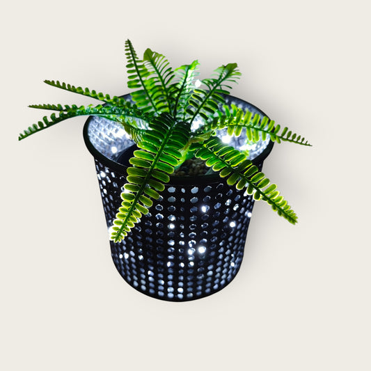 Luminous Metal Flower Pot – Plug-in Decorative LED Planter