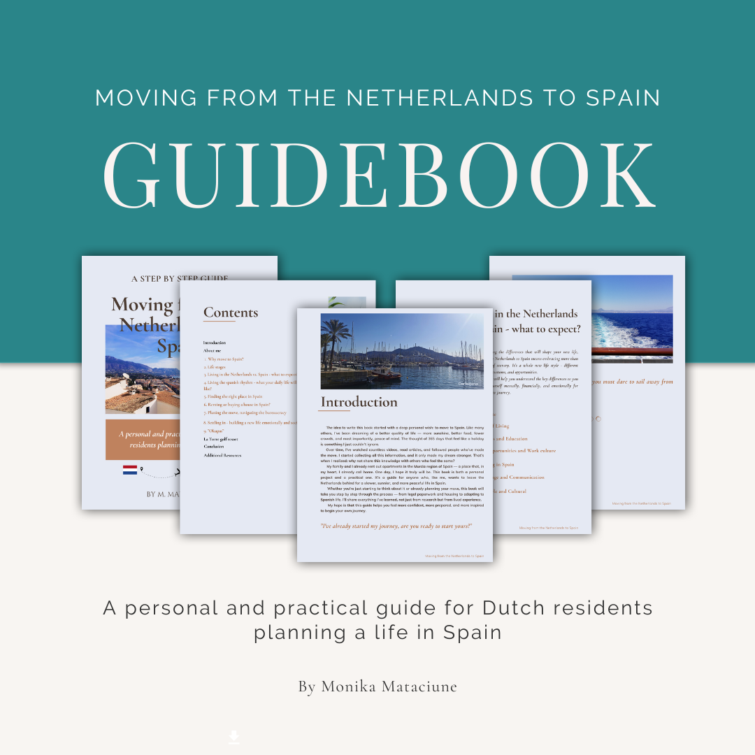 E-book Moving from the Netherlands to Spain, Guidebook, Travelling checklist, PDF download, Digital book
