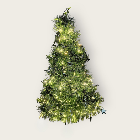 Light Green Mini Christmas Tree with Warm White LED lights - Battery Operated Holiday Decoration