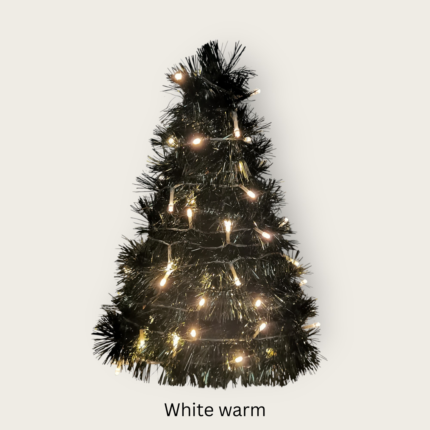 Dark Green Wooden Mini Christmas Tree with Led Lights - Battery Operated