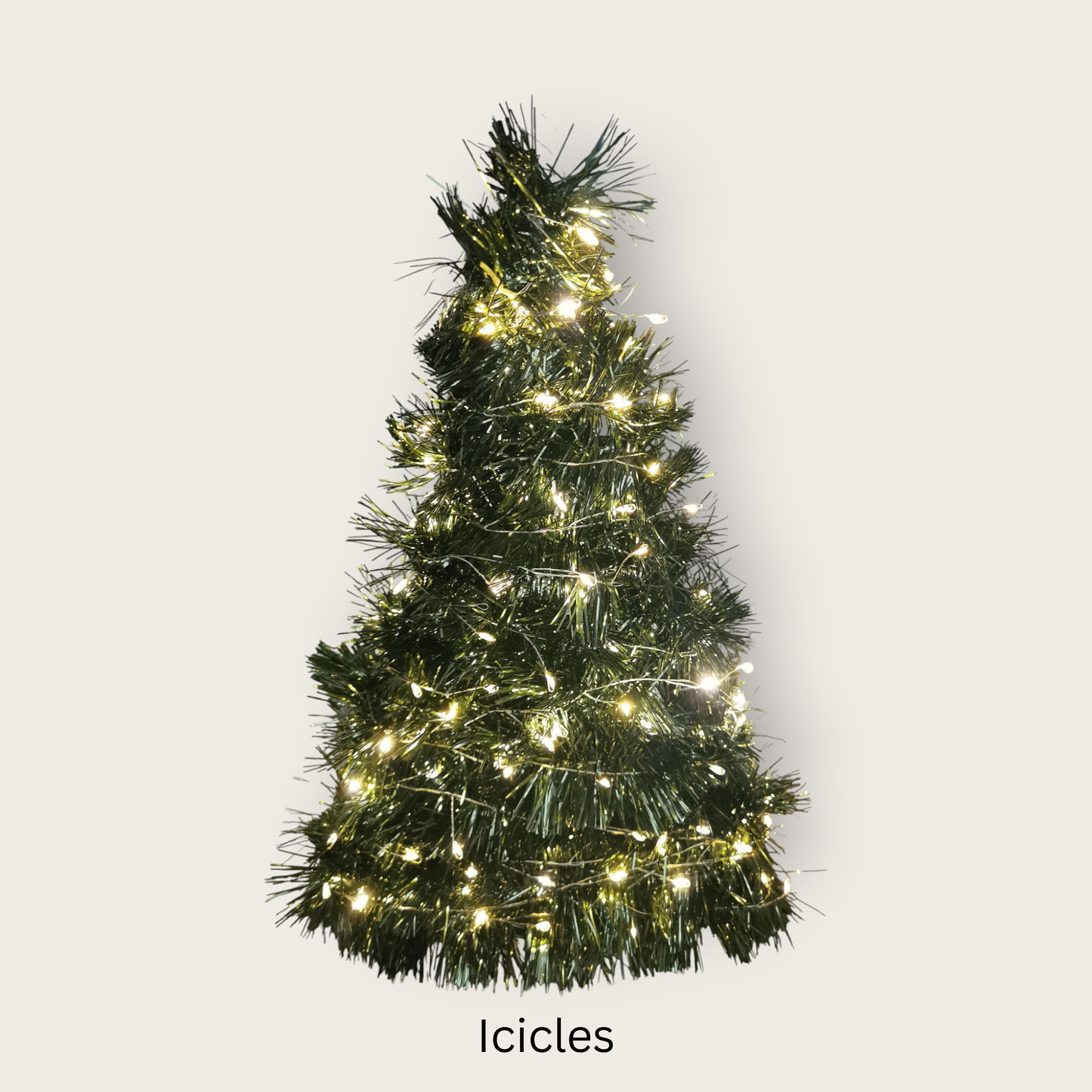 Dark Green Wooden Mini Christmas Tree with Led Lights - Battery Operated