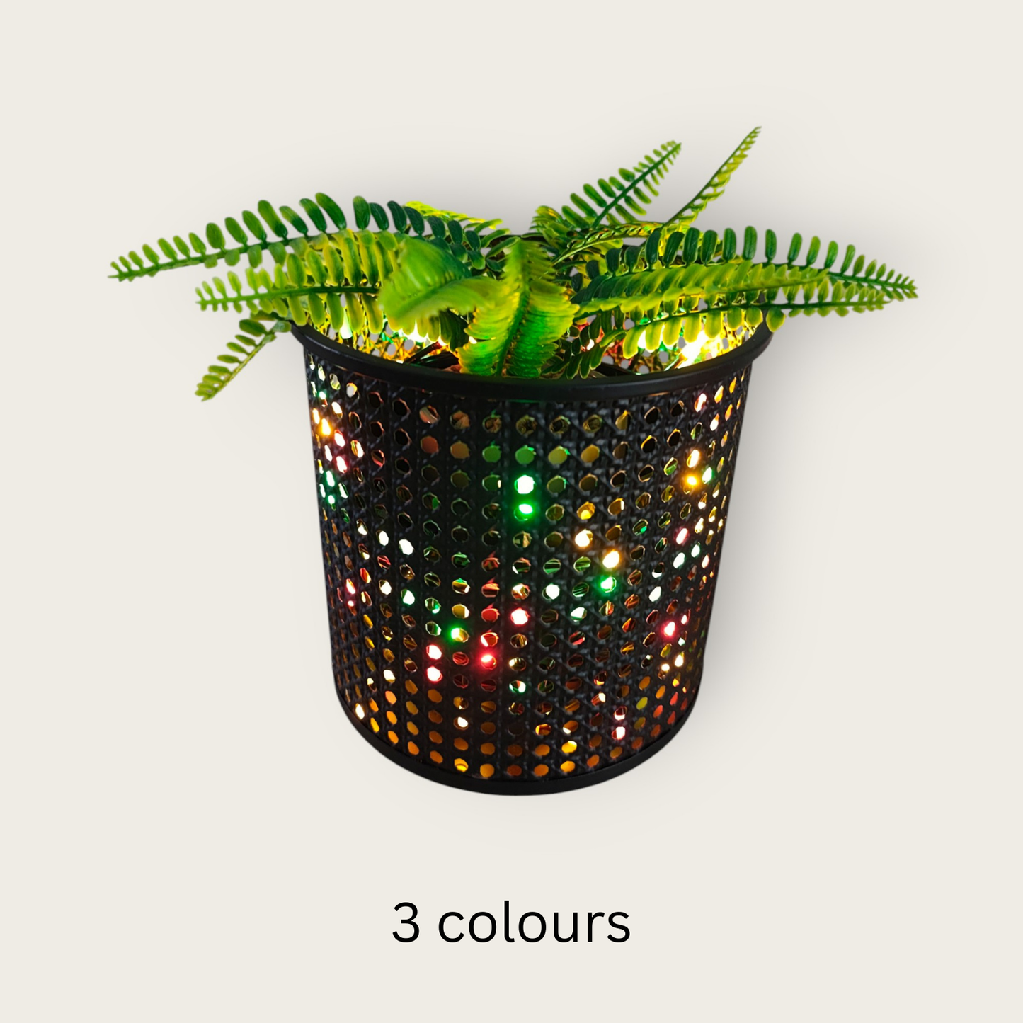 Shining Metal Flower Pot – Modern Decorative Planter with LED Glow Charge Batteries