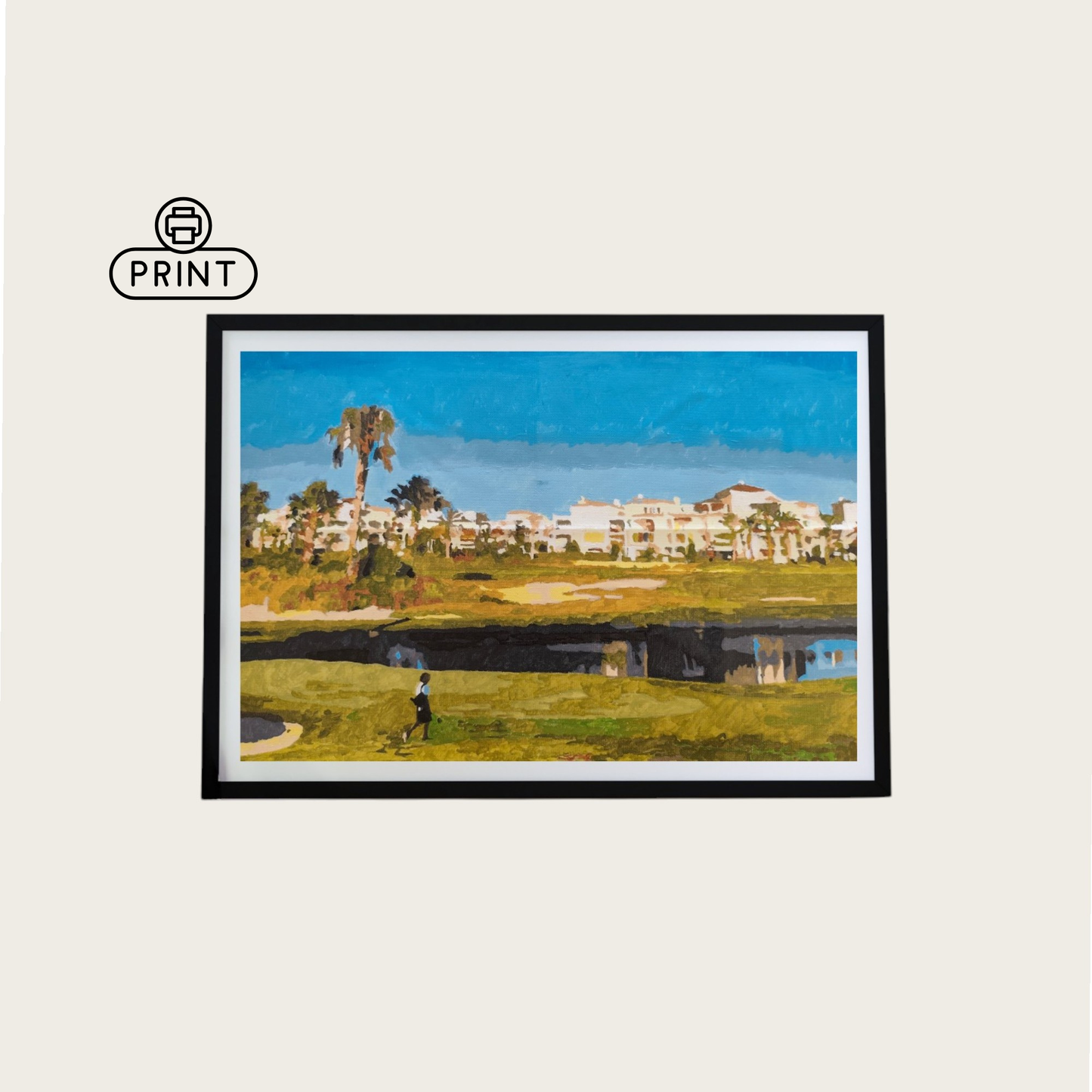 La Torre Golf Resort Painting / Mediterranean Landscape Canvas Print / Spanish Summer Wall Art / Golf Course Decor / Digital download