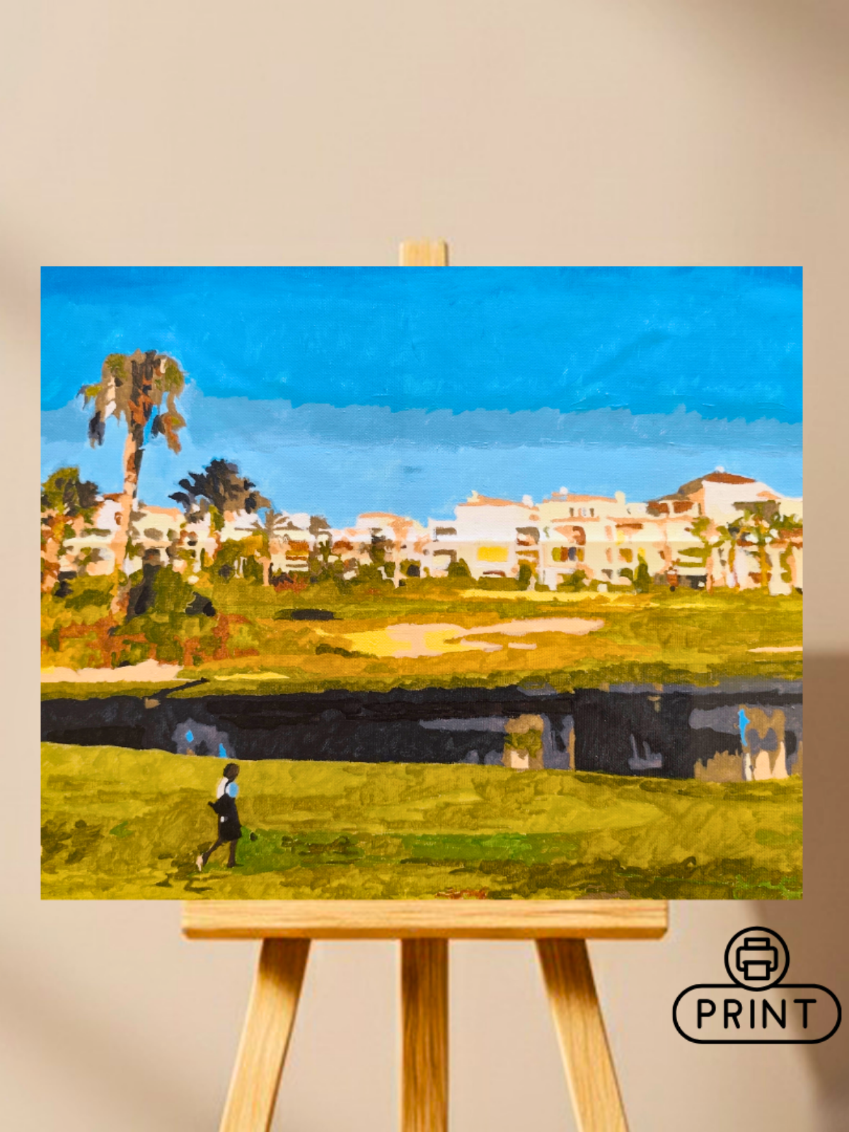 La Torre Golf Resort Painting / Mediterranean Landscape Canvas Print / Spanish Summer Wall Art / Golf Course Decor / Digital download