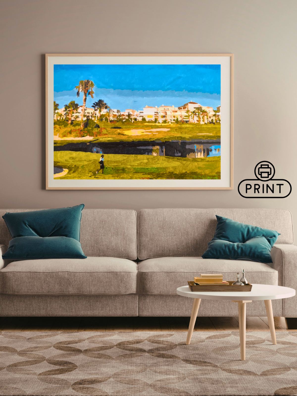 La Torre Golf Resort Painting / Mediterranean Landscape Canvas Print / Spanish Summer Wall Art / Golf Course Decor / Digital download
