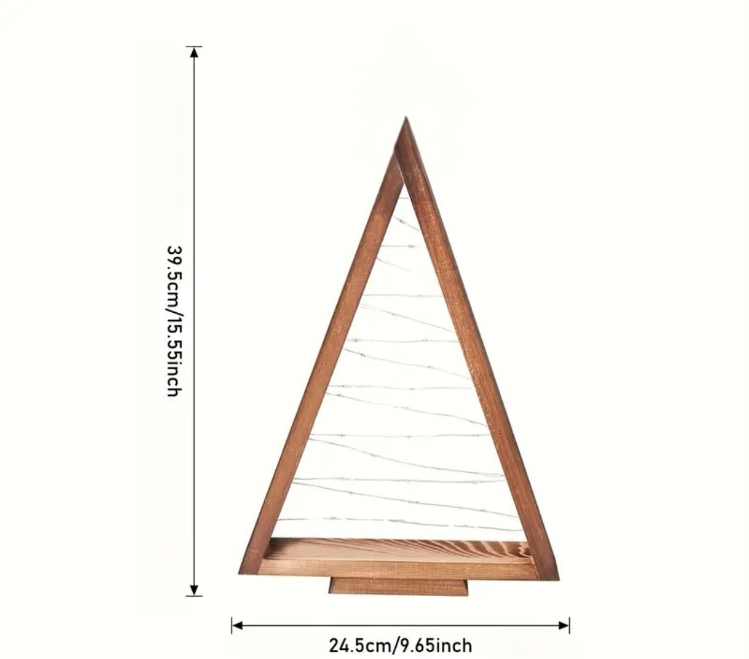 Dark Green Wooden Mini Christmas Tree with Led Lights - Battery Operated