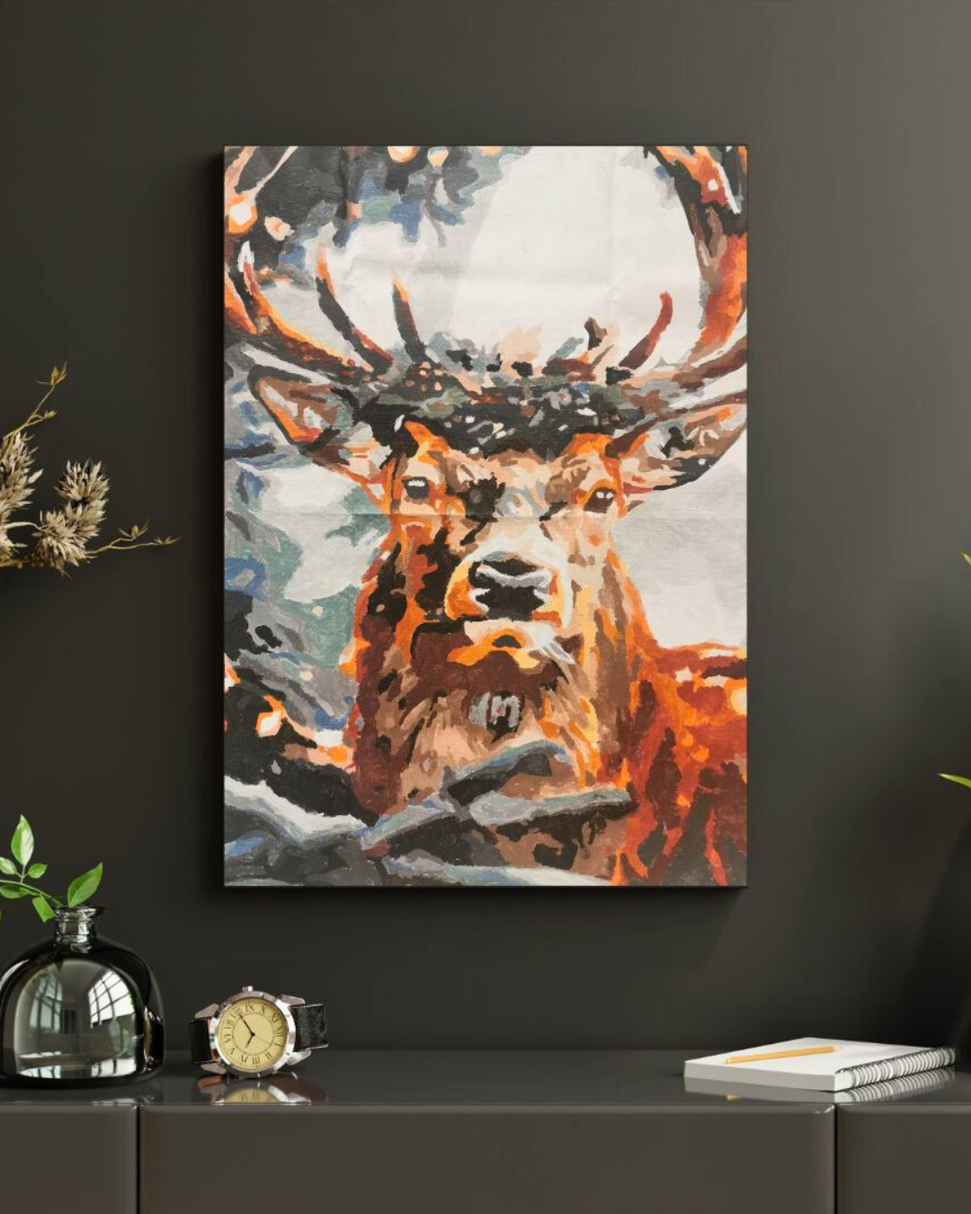 Winter Serenity – Deer, Acrylic Painting on Canvas (40x60 cm)