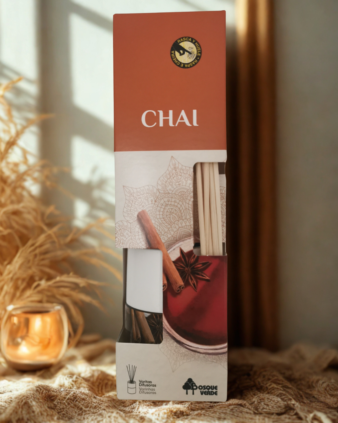 Chai Spice Reed Diffuser, Elegant Home Fragrance, long-lasting Spanish Scents