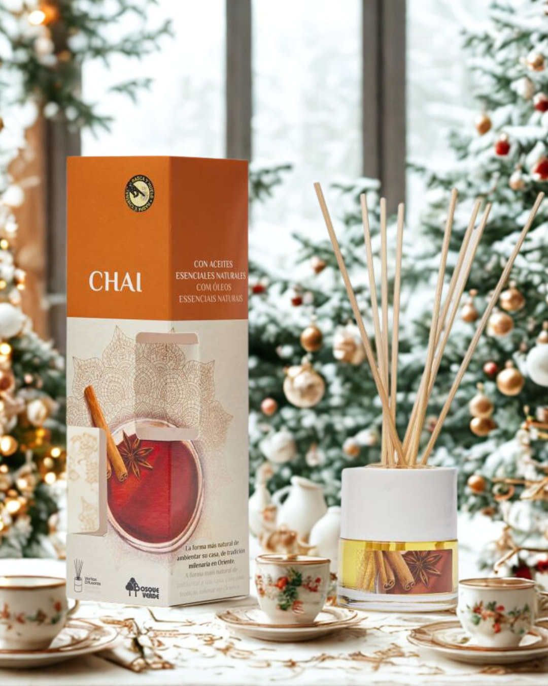 Chai Spice Reed Diffuser, Elegant Home Fragrance, long-lasting Spanish Scents