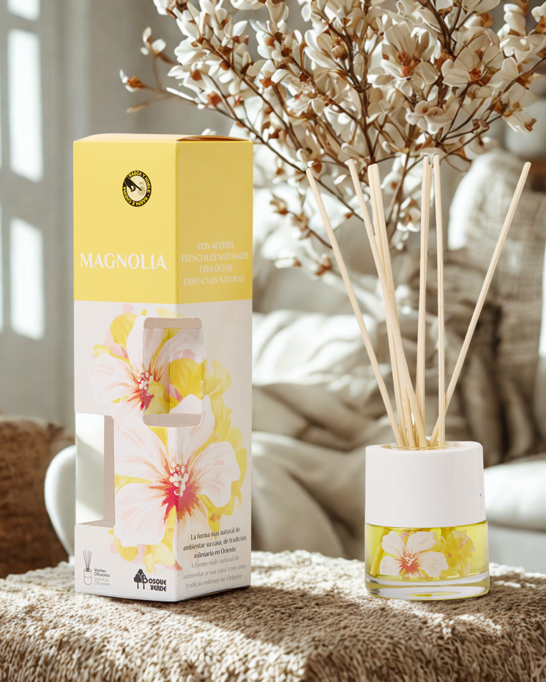 Magnolia Home parfum reed diffuser / Long lasting Spanish scent / Nature fragrance