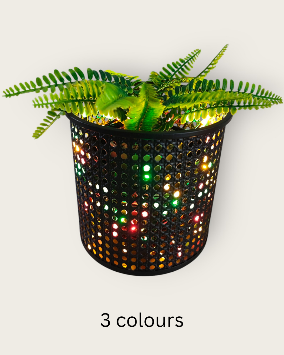Shining Metal Flower Pot – Modern Decorative Planter with LED Glow Charge Batteries