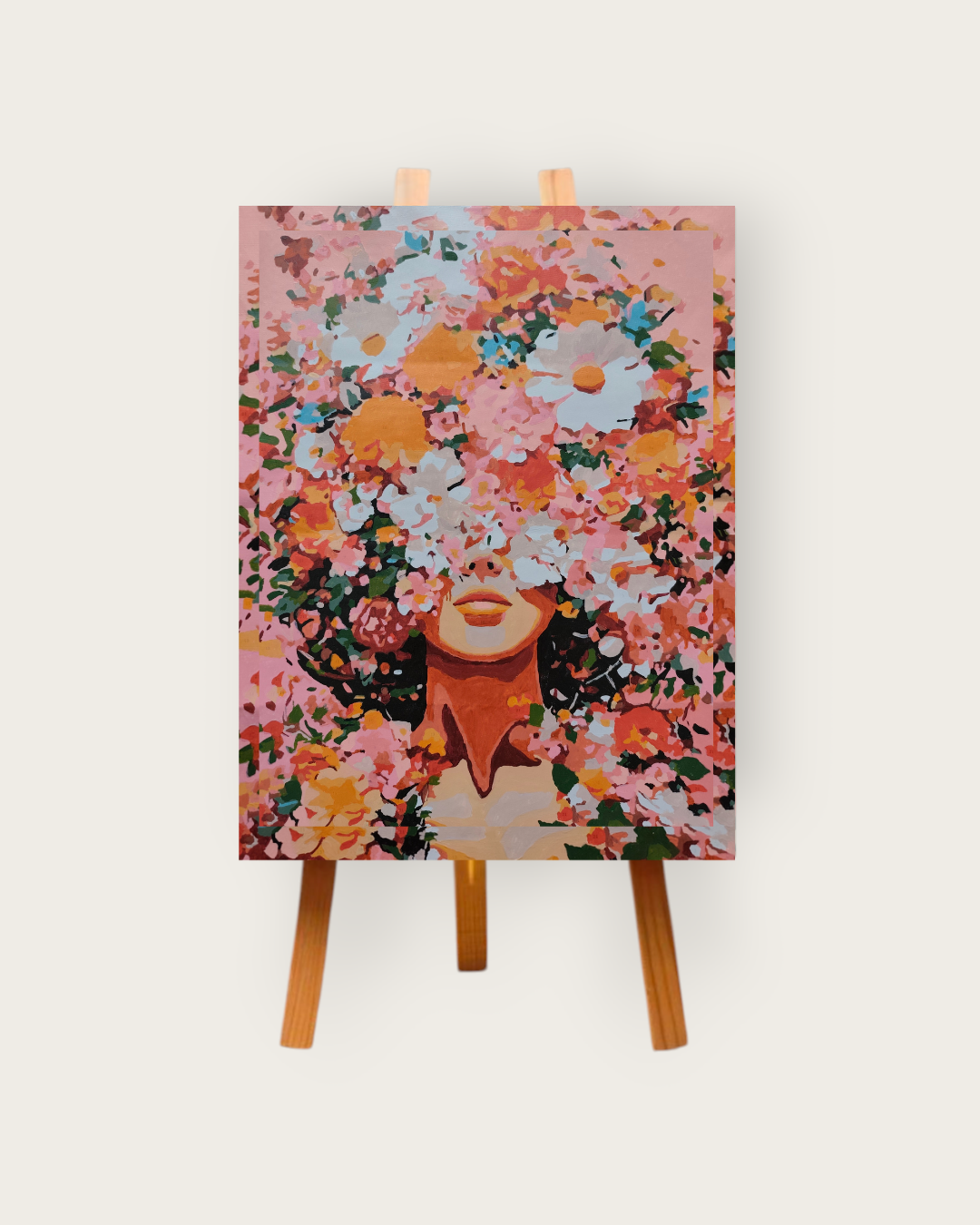 Floral Woman Abstract Painting / Acrylic on Canvas / 40x50 cm Original Artwork / Hand-Painted Wall Art Unframed
