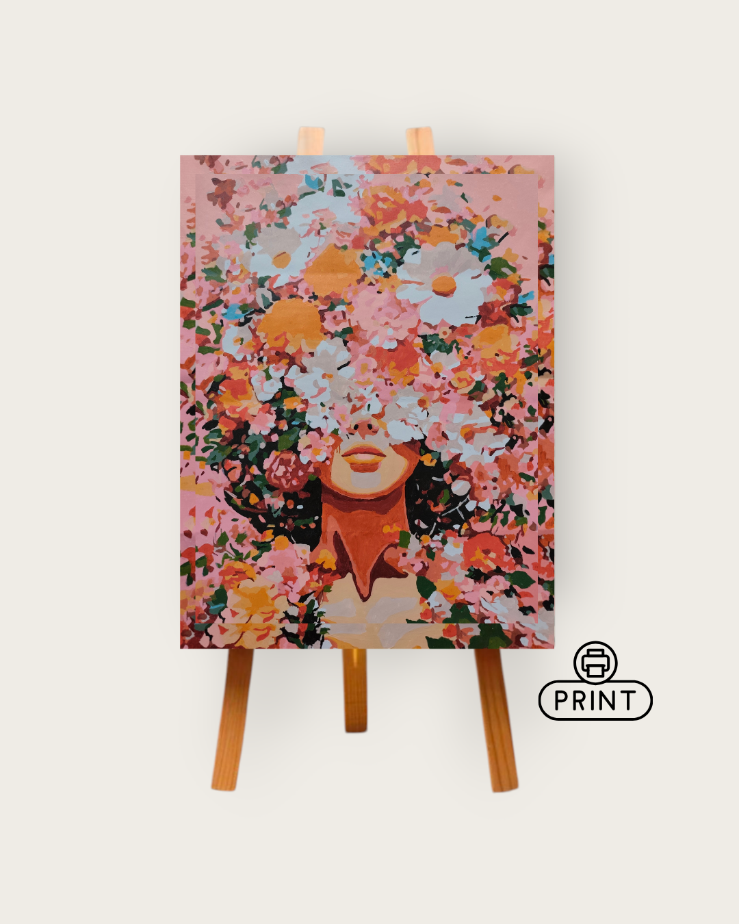 Floral Woman | Abstract Acrylic Painting (Digital Print)