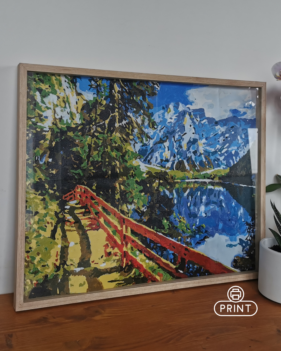 Mountain View Acrylic Painting (Digital print)