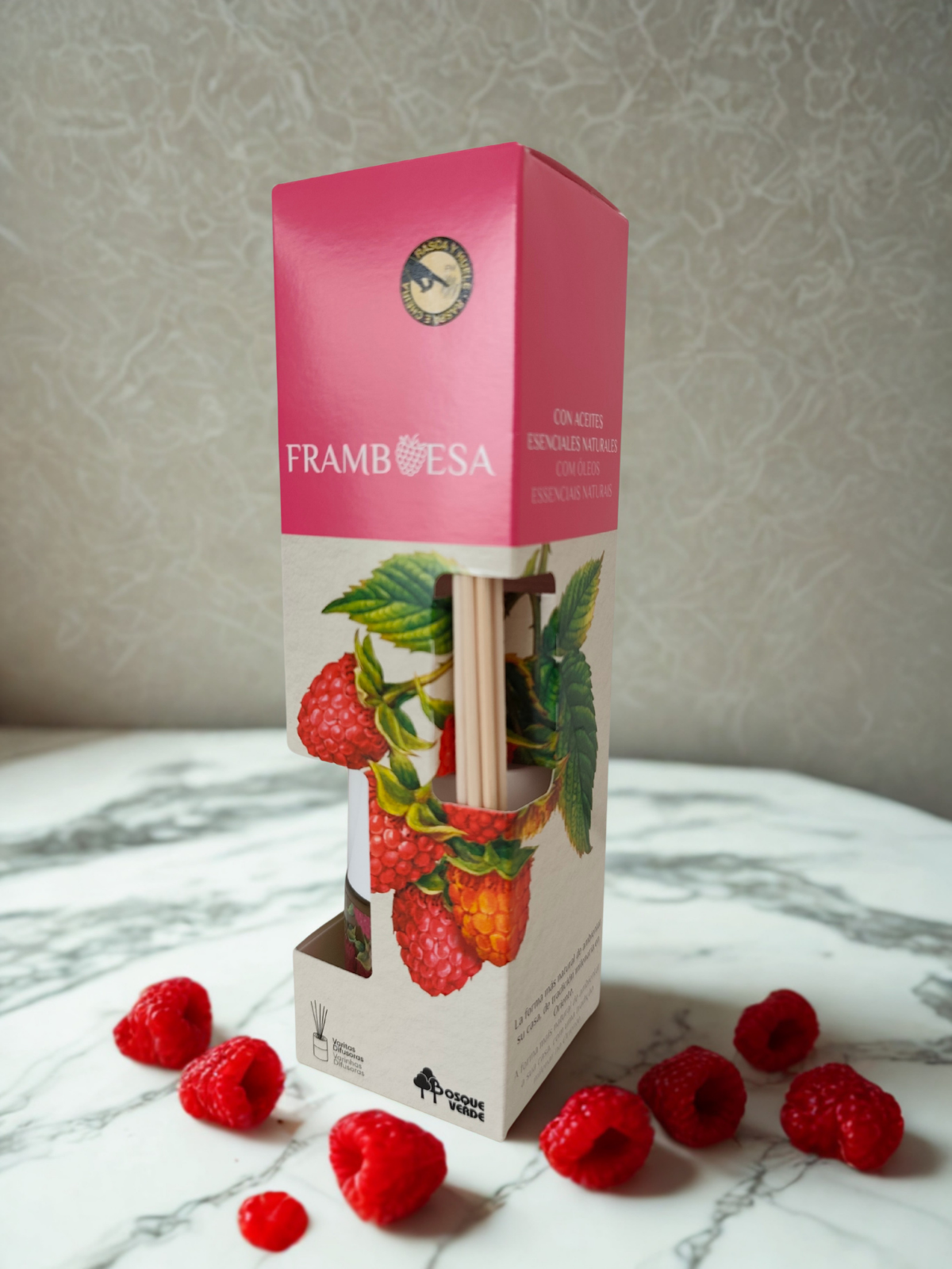 Raspberry Home parfum reed diffuser / Long lasting Spanish scent / Nature fragrance
