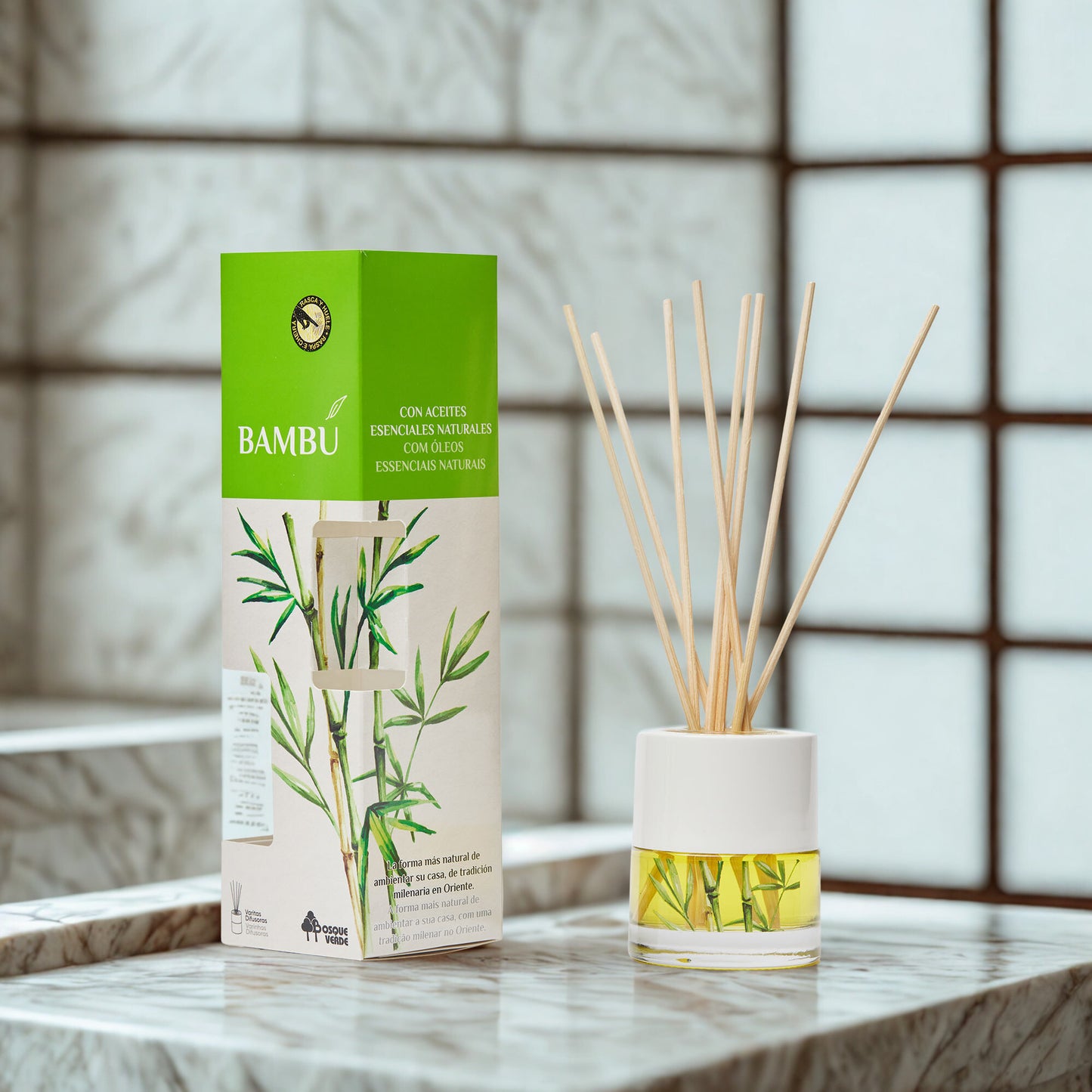 Bamboo Reed Diffuser Fresh Spanish Scent, Long Lasting Home Fragrance